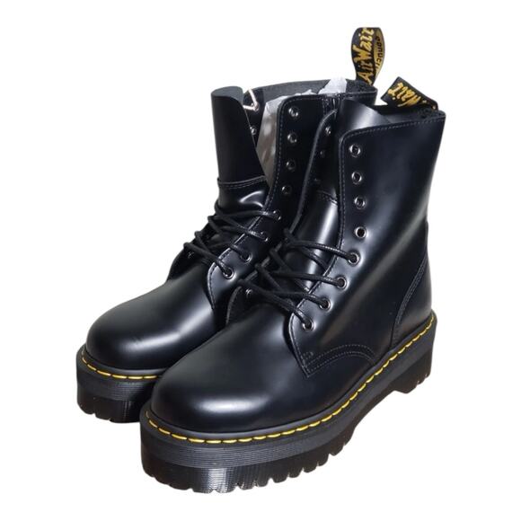 Dr. Martens Jadon Platform Boots Black Leather Lace up Women's 9 US/42 EU punk - Picture 1 of 9